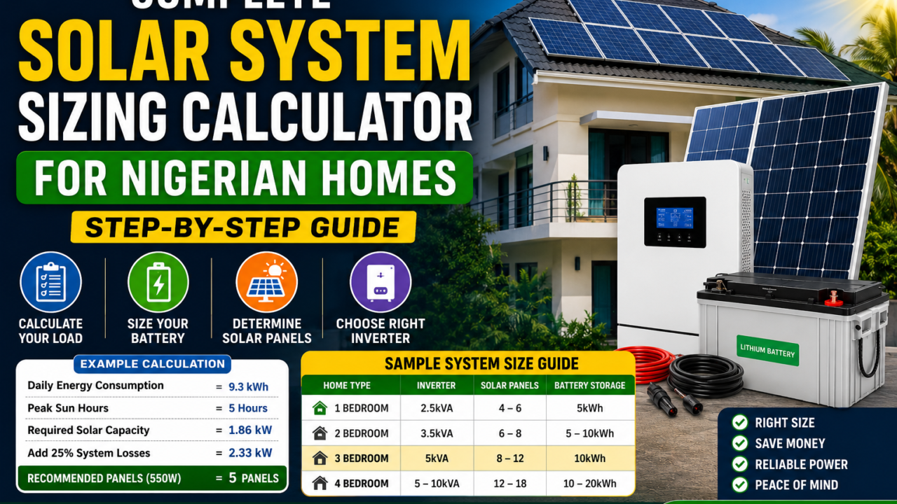 Complete Solar System Sizing Calculator for Nigerian Homes (Step-by-Step Guide)