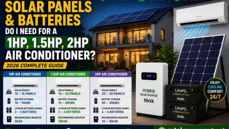 How Many Solar Panels and Batteries Do I Need for a 1HP, 1.5HP, and 2HP Air Conditioner?